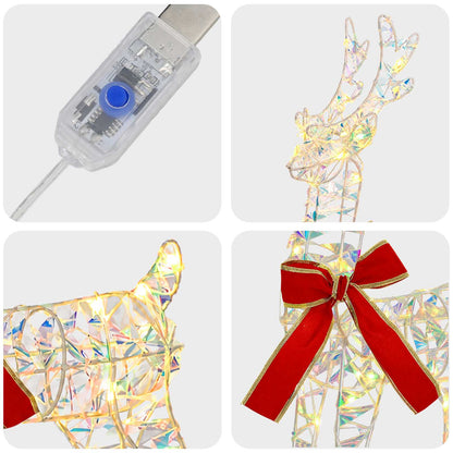 vidaXL 3D Christmas Reindeer LOVIISA 2 pcs 80 LEDs Warm White
