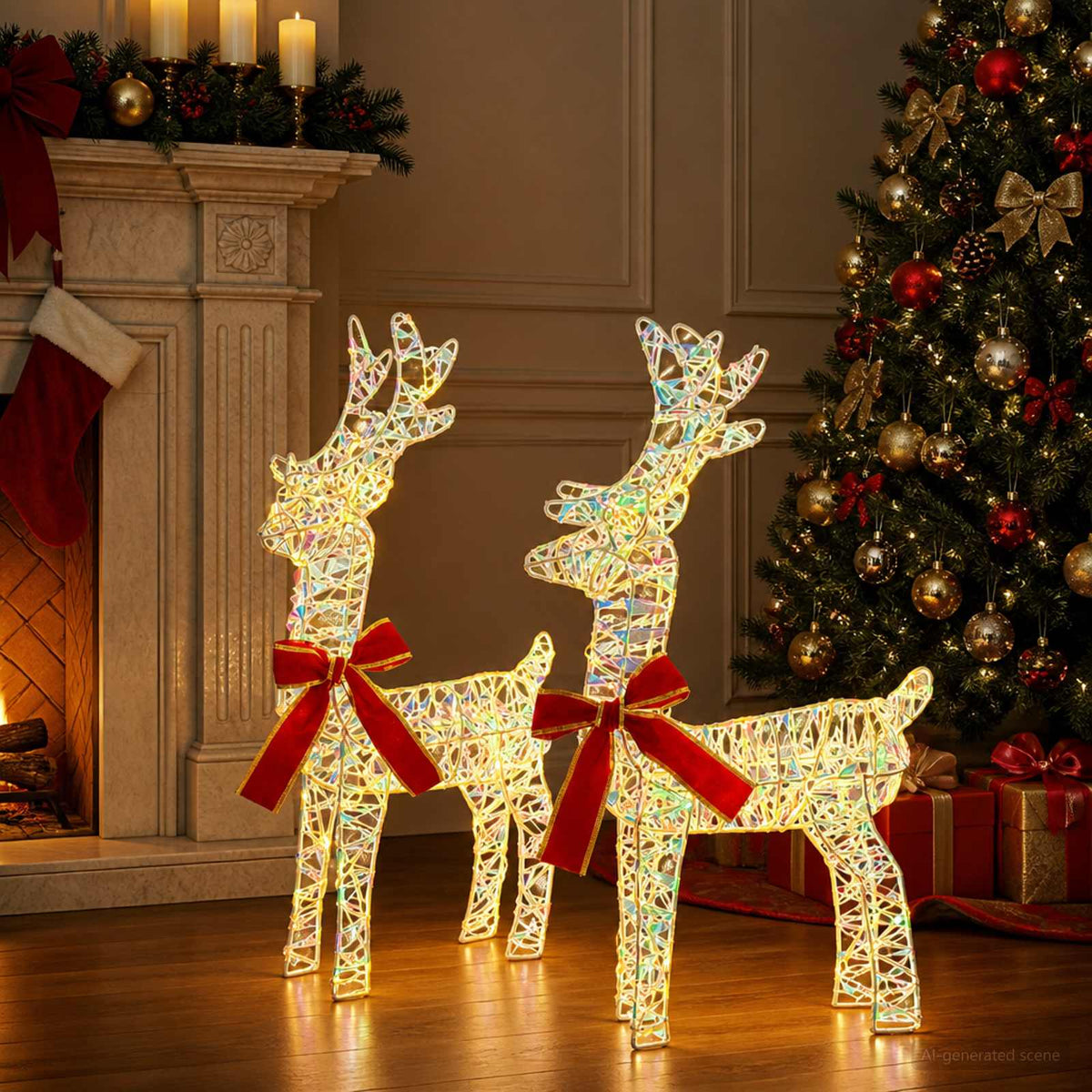 vidaXL 3D Christmas Reindeer LOVIISA 2 pcs 80 LEDs Warm White