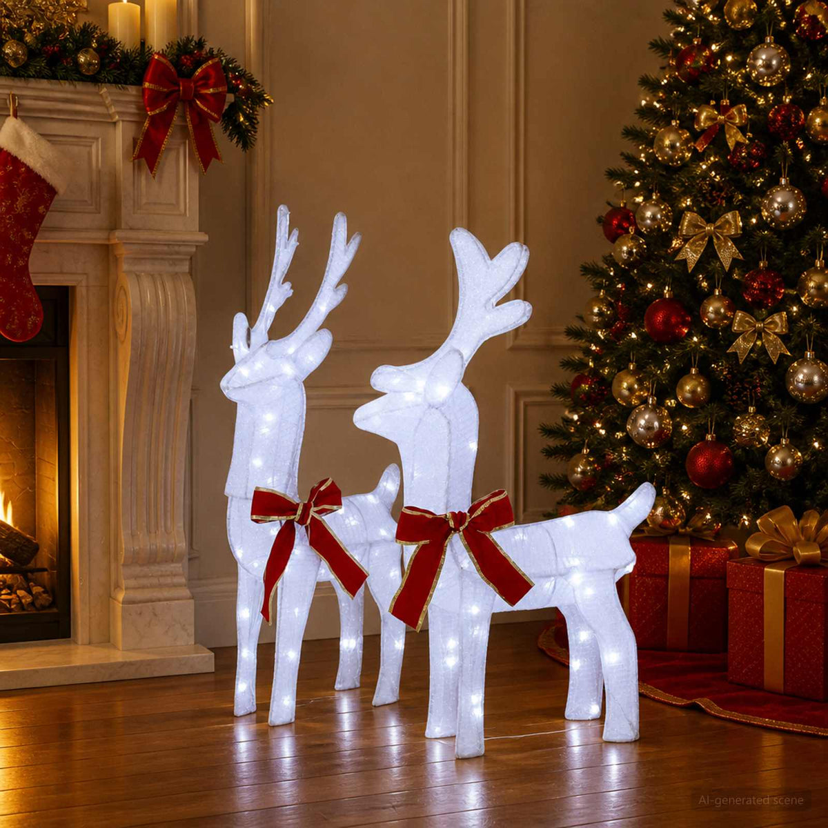 vidaXL 3D Christmas Reindeer LOVIISA 2 pcs 80 LEDs Cold White
