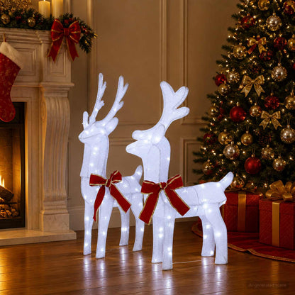vidaXL 3D Christmas Reindeer LOVIISA 2 pcs 80 LEDs Cold White