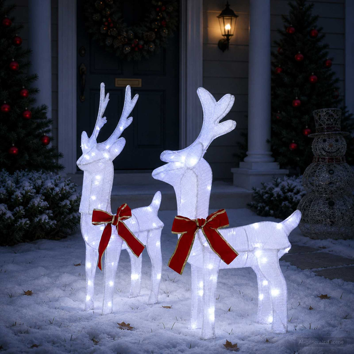 vidaXL 3D Christmas Reindeer LOVIISA 2 pcs 80 LEDs Cold White
