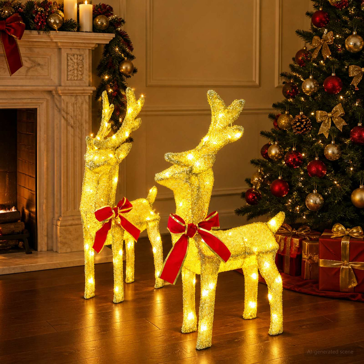 vidaXL 3D Christmas Reindeer LOVIISA 2 pcs 80 LEDs Warm White