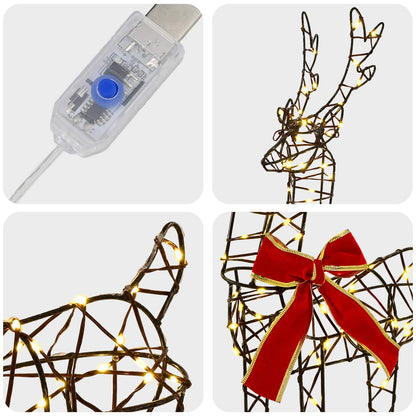 vidaXL 3D Christmas Reindeer LOVIISA 2 pcs 180 LEDs Warm White