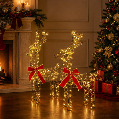 vidaXL 3D Christmas Reindeer LOVIISA 2 pcs 180 LEDs Warm White