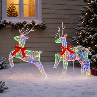 vidaXL Christmas Reindeer 2 pcs 40 LEDs Multicolour 43 x 19 x 65 cm