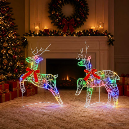 vidaXL Christmas Reindeer 2 pcs 40 LEDs Multicolour 43 x 19 x 65 cm