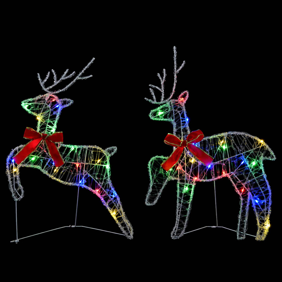 vidaXL Christmas Reindeer 2 pcs 40 LEDs Multicolour 43 x 19 x 65 cm