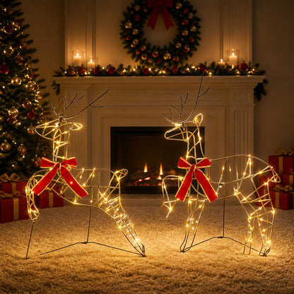 vidaXL Christmas Reindeer 2 pcs 90 LEDs Warm White