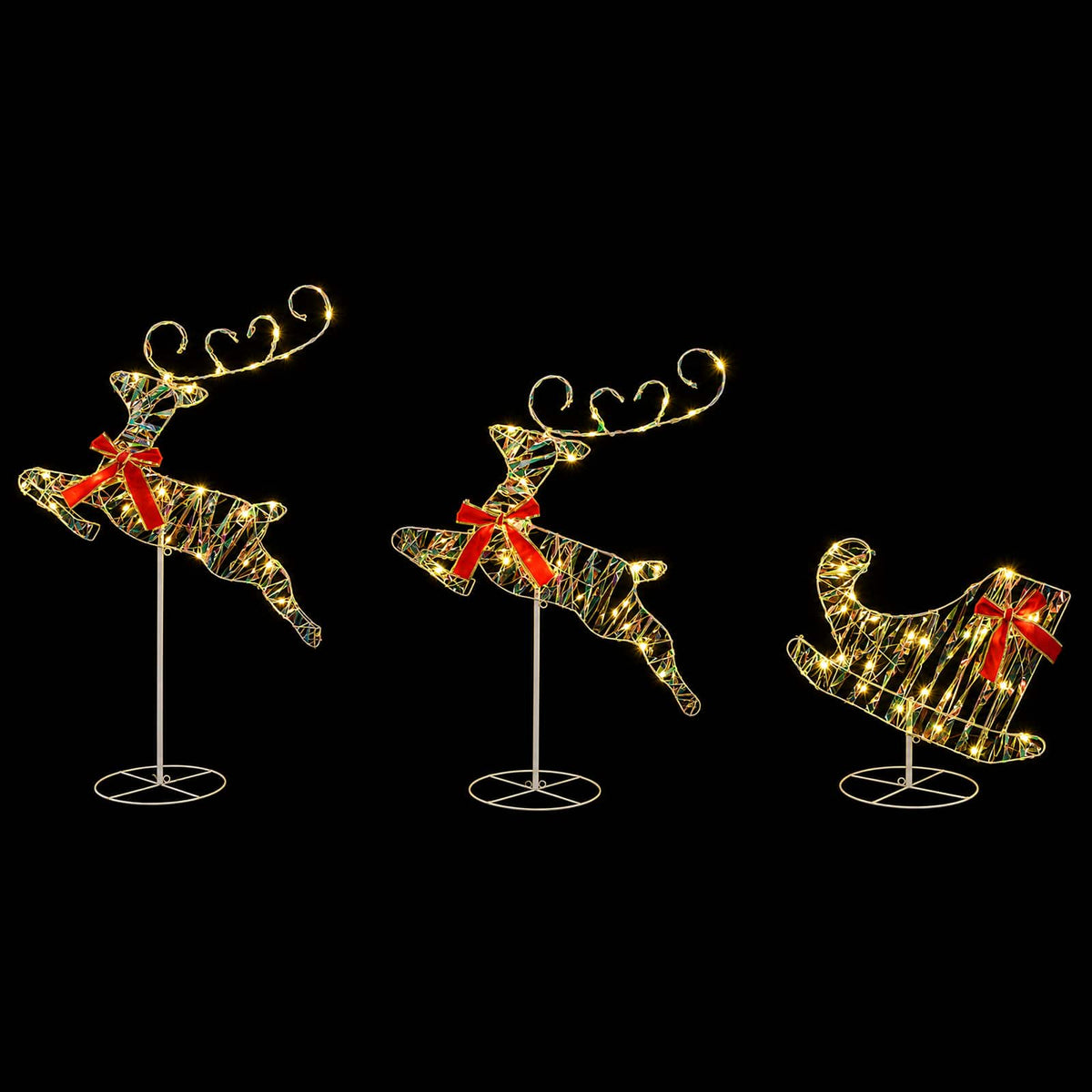 vidaXL Christmas Reindeer with Sleigh 3 pcs 72 LEDs Warm White