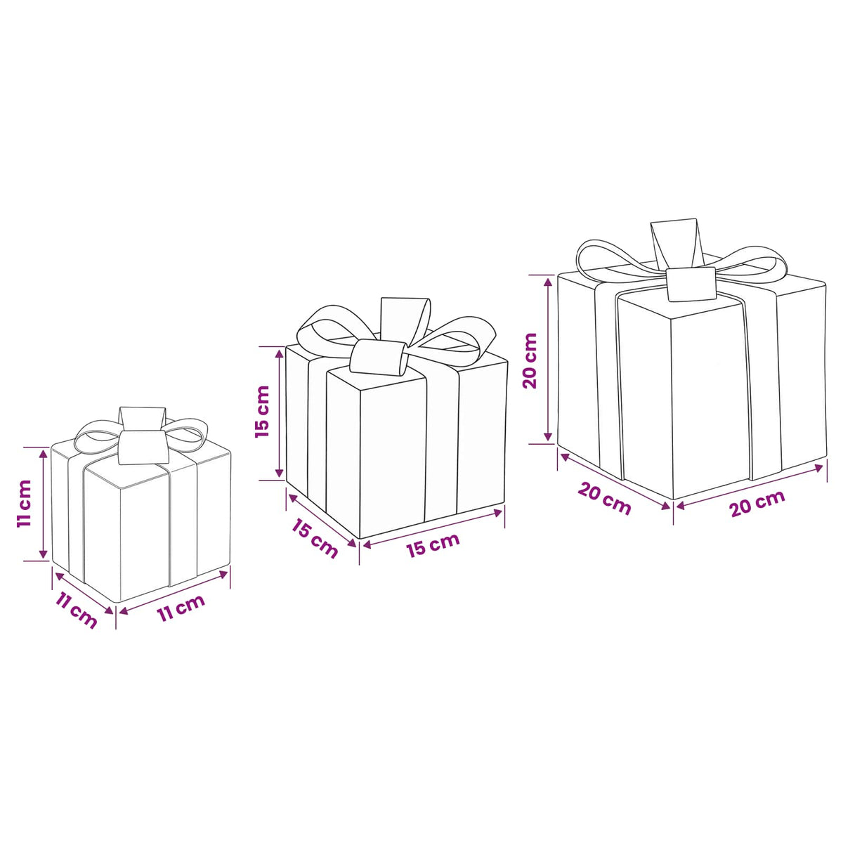 vidaXL Lighted Christmas Gift Box 3 pcs 64 LEDs Cold White