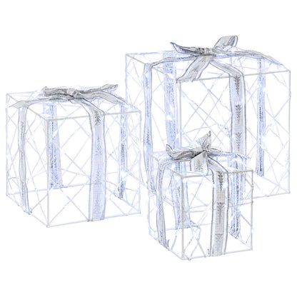 vidaXL Lighted Christmas Gift Box 3 pcs 150 LEDs Cold White