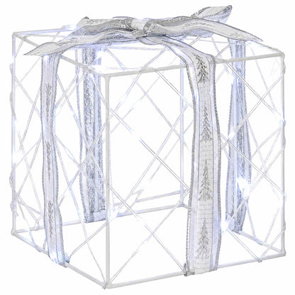 vidaXL Lighted Christmas Gift Box 3 pcs 150 LEDs Cold White