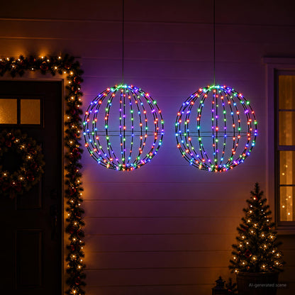 vidaXL Christmas Finial Light 2 pcs 192 LEDs RGB Diameter 30 x 32 cm