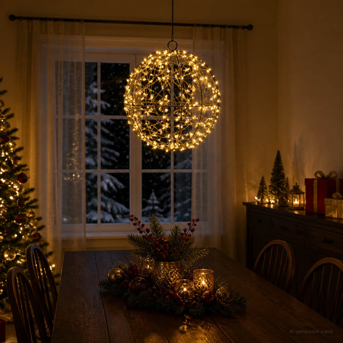 vidaXL Christmas Finial Light 200 LEDs Warm White Diameter 20 x 22 cm