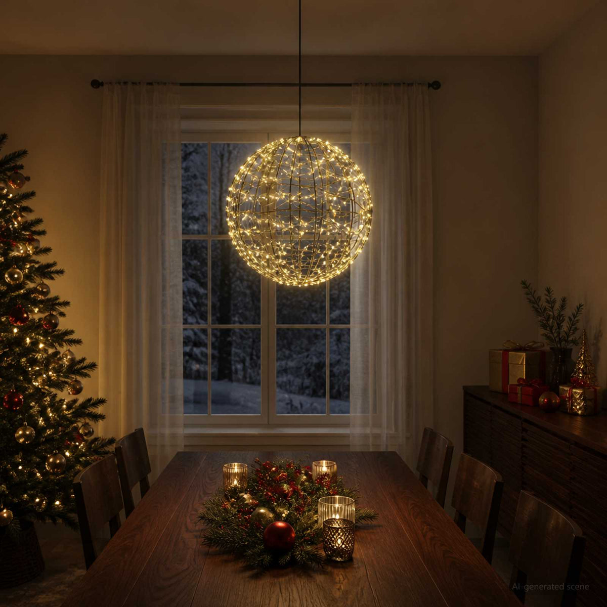 vidaXL Christmas Finial Light 950 LEDs Warm White Diameter 60 x 63 cm
