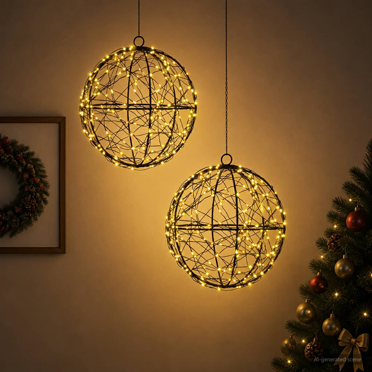 vidaXL Christmas Finial Light 2 pcs 400 LEDs Warm White