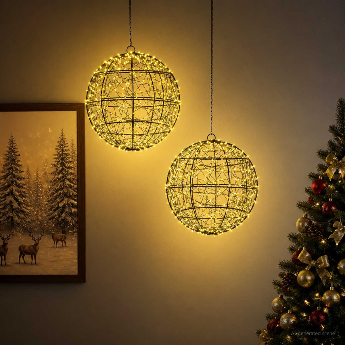 vidaXL Christmas Finial Light 2 pcs 600 LEDs Warm White