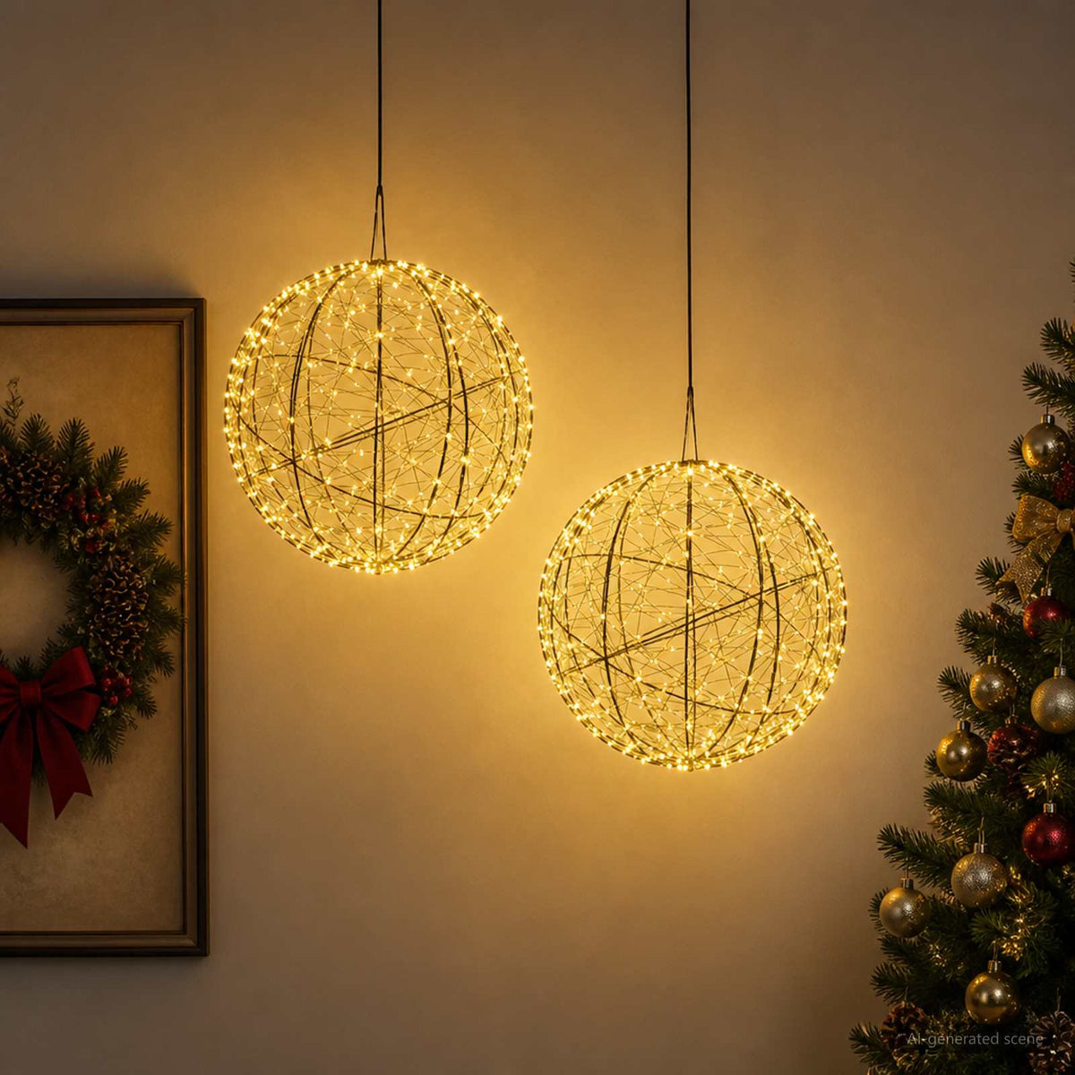 vidaXL Christmas Finial Light 2 pcs 1000 LEDs Warm White Ø 40 x 42 cm