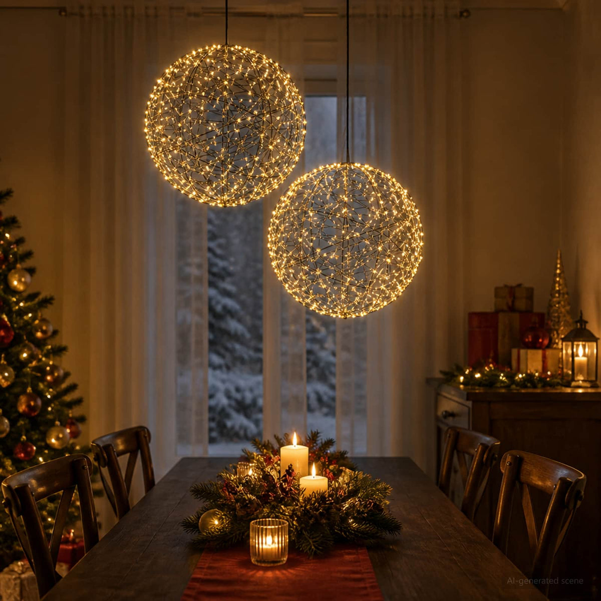 vidaXL Christmas Finial Light 2 pcs 1000 LEDs Warm White Ø 40 x 42 cm