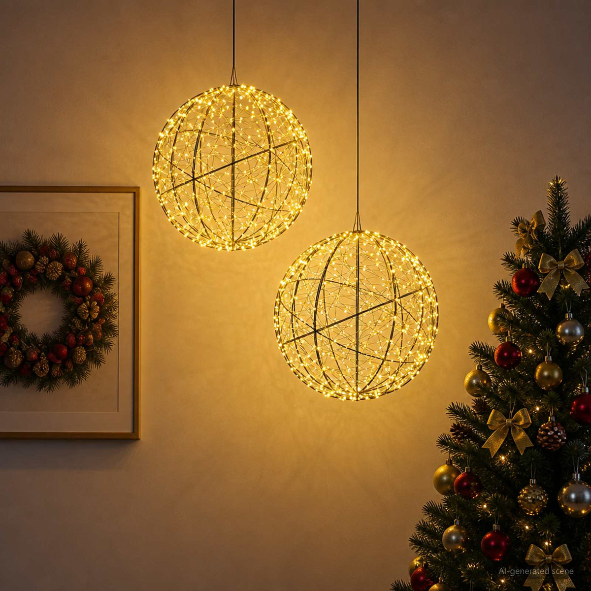 vidaXL Christmas Finial Light 2 pcs 1500 LEDs Warm White
