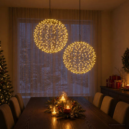 vidaXL Christmas Finial Light 2 pcs 1900 LEDs Warm White Ø 60 x 63 cm