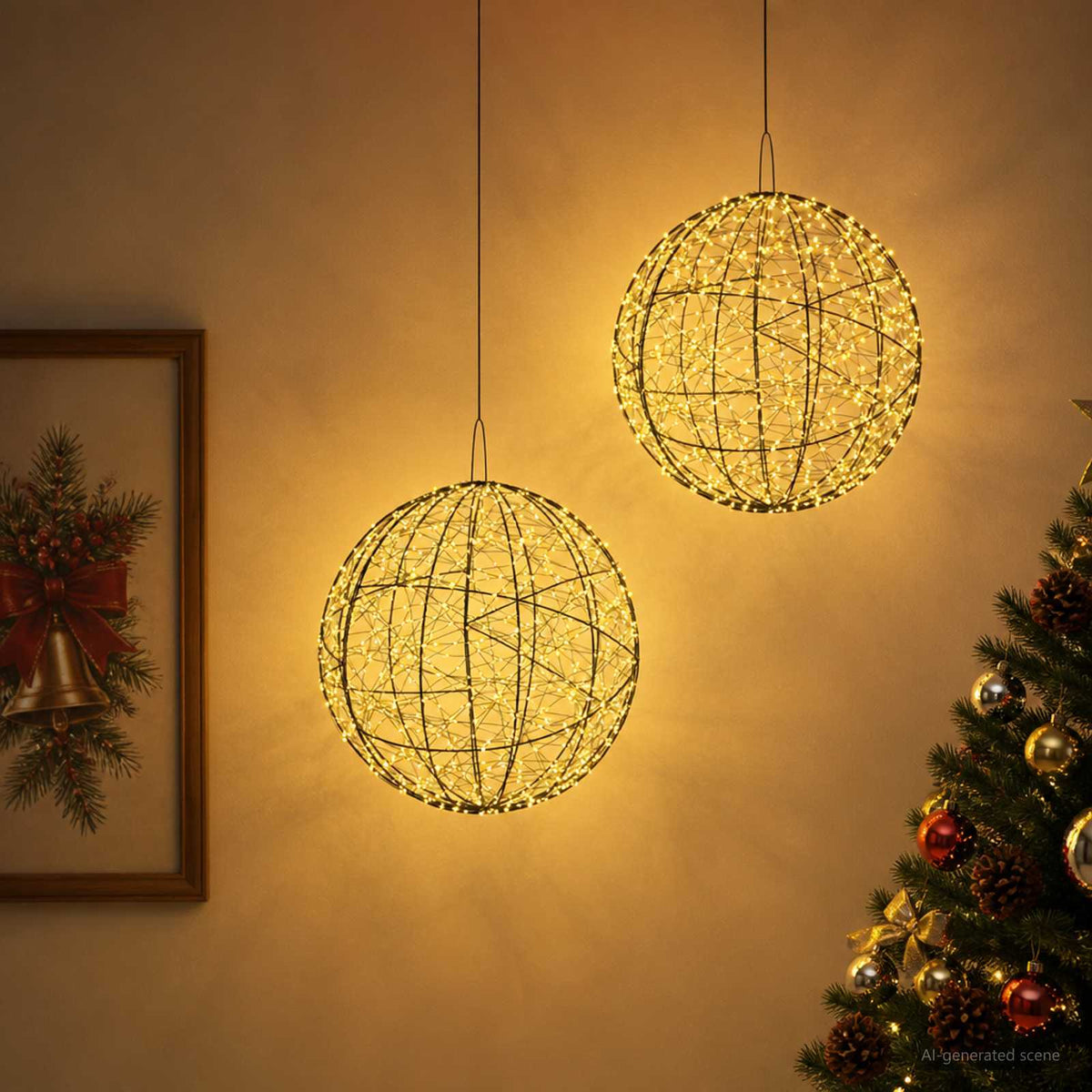 vidaXL Christmas Finial Light 2 pcs 1900 LEDs Warm White Ø 60 x 63 cm