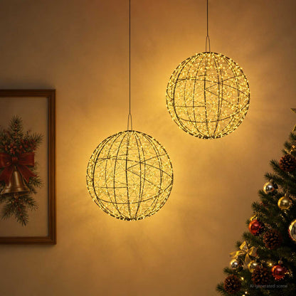vidaXL Christmas Finial Light 2 pcs 1900 LEDs Warm White Ø 60 x 63 cm