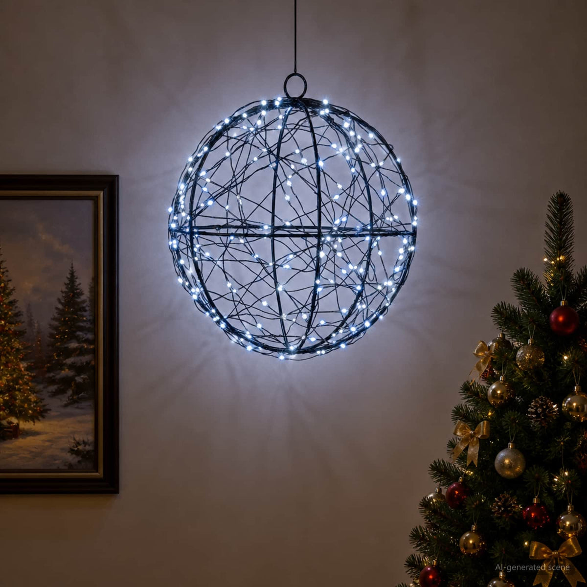 vidaXL Christmas Finial Light 200 LEDs Cold White Diameter 20 x 22 cm