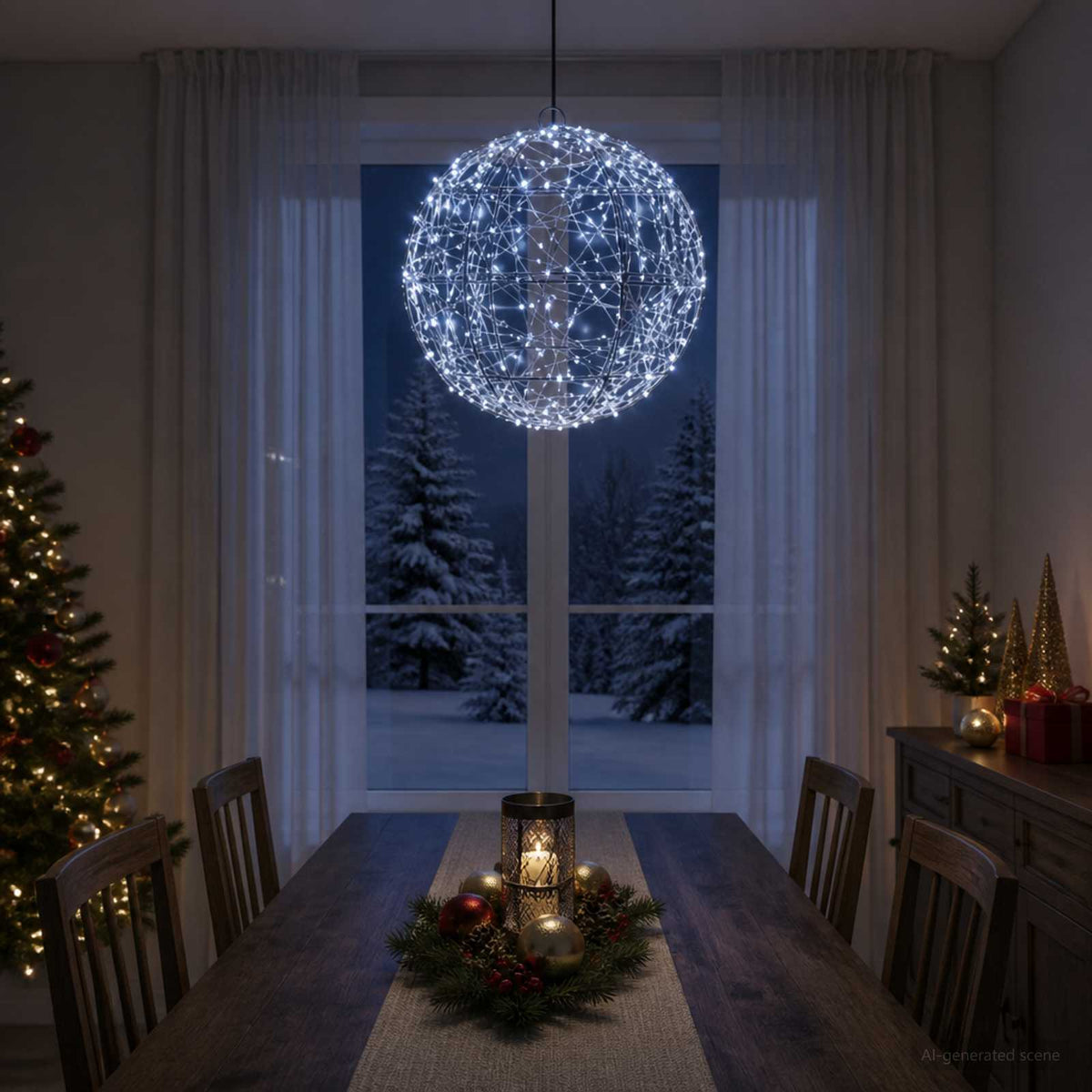 vidaXL Christmas Finial Light 300 LEDs Cold White Diameter 30 x 32 cm
