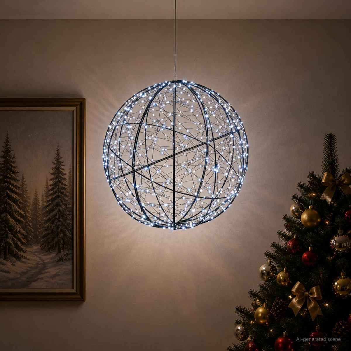 vidaXL Christmas Finial Light 750 LEDs Cold White Ø 50 x 52 cm