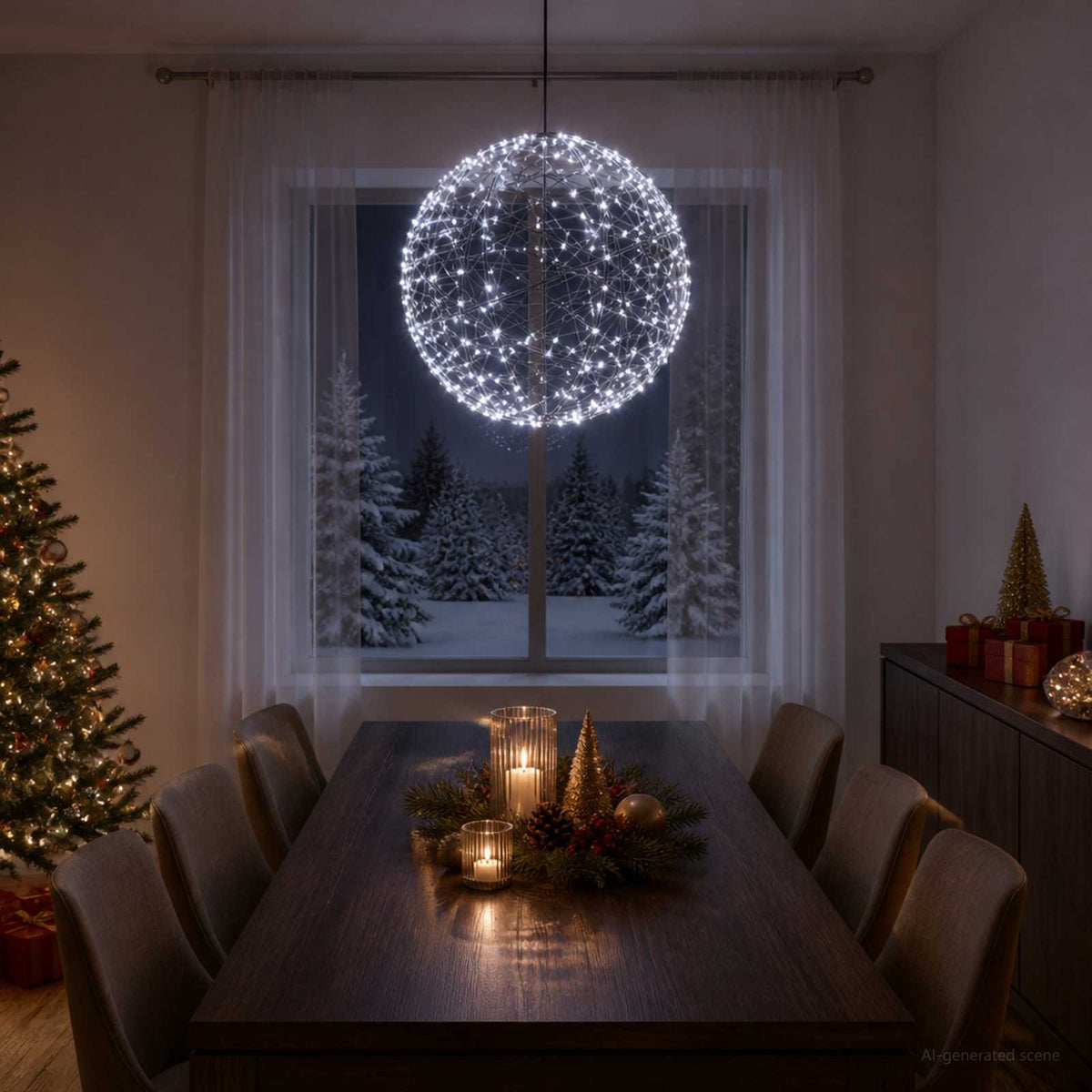 vidaXL Christmas Finial Light 750 LEDs Cold White Ø 50 x 52 cm