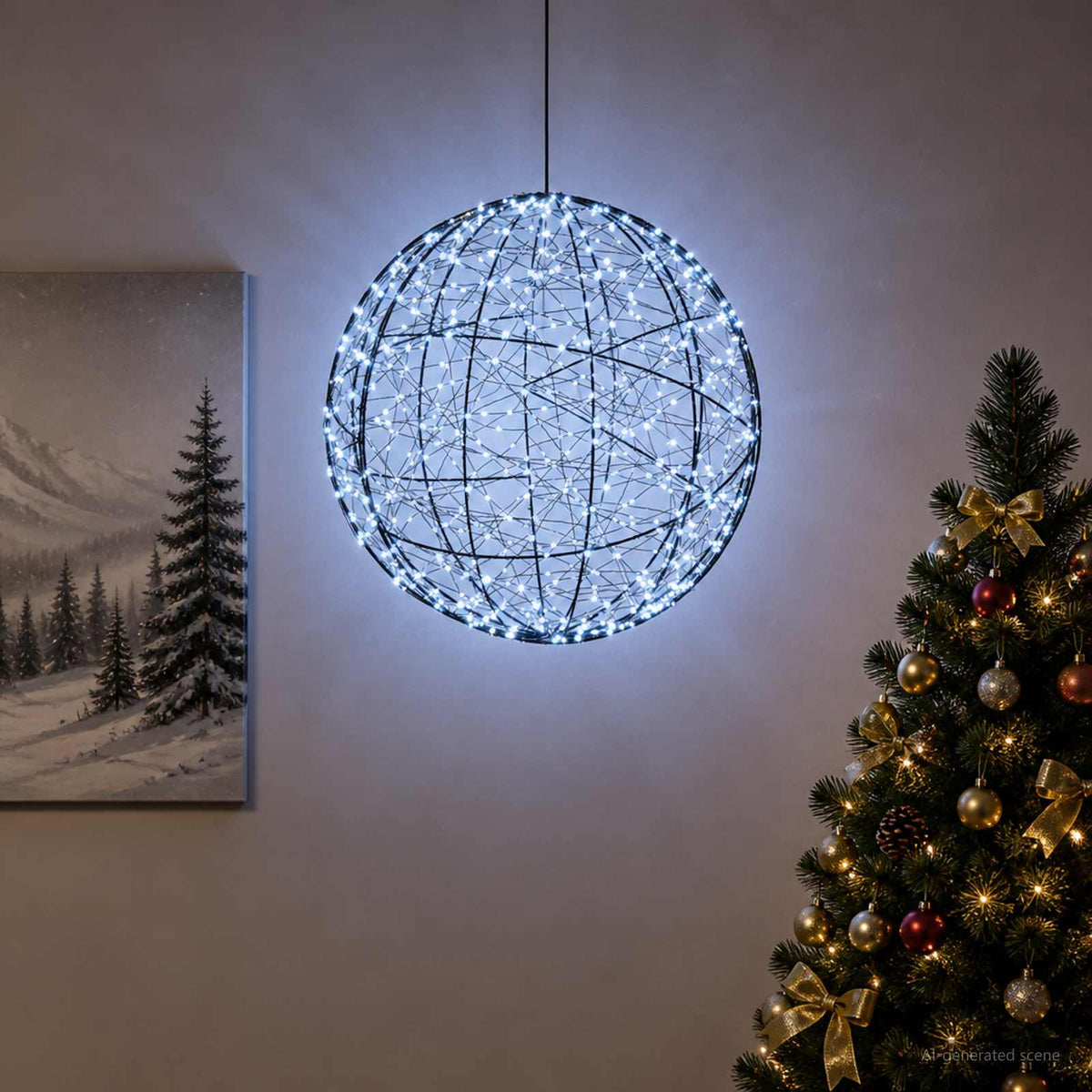vidaXL Christmas Finial Light 950 LEDs Cold White Diameter 60 x 63 cm