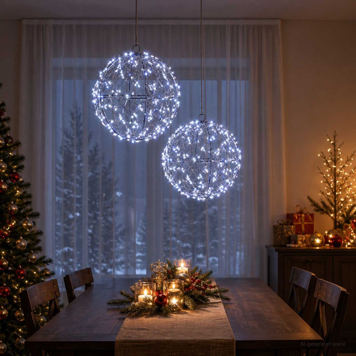 vidaXL Christmas Finial Light 2 pcs 400 LEDs Cold White