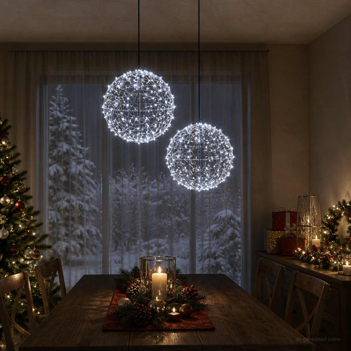 vidaXL Christmas Finial Light 2 pcs 600 LEDs Cold White