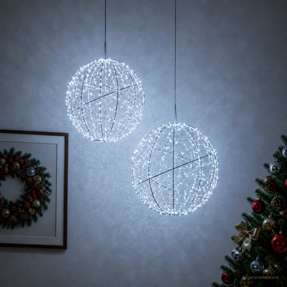 vidaXL Christmas Finial Light 2 pcs 1500 LEDs Cold White