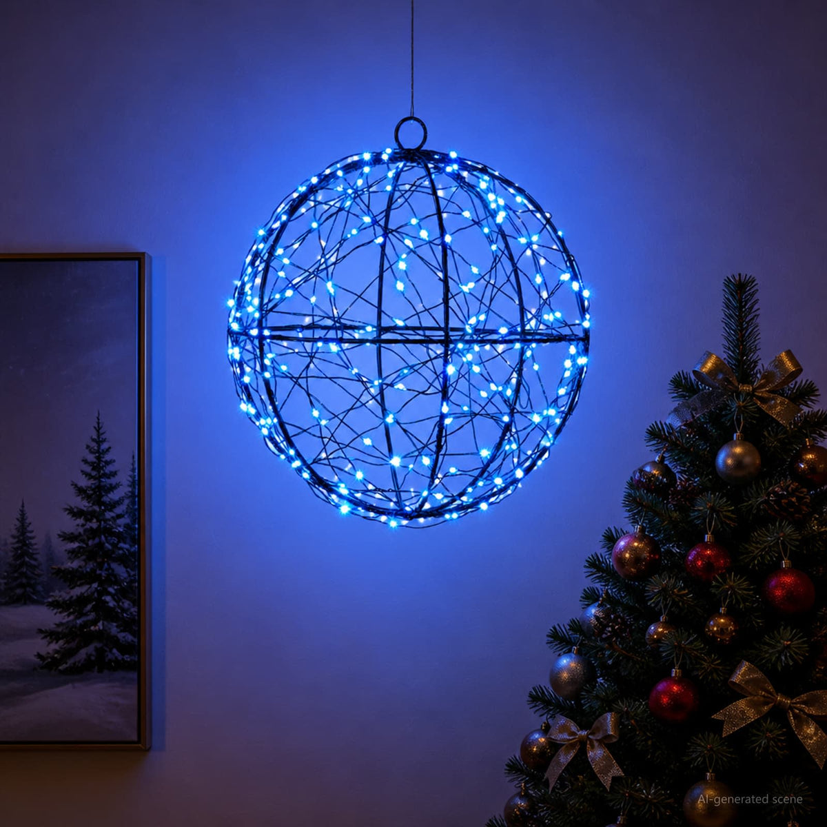 vidaXL Christmas Finial Light 200 LEDs Blue Diameter 20 x 22 cm