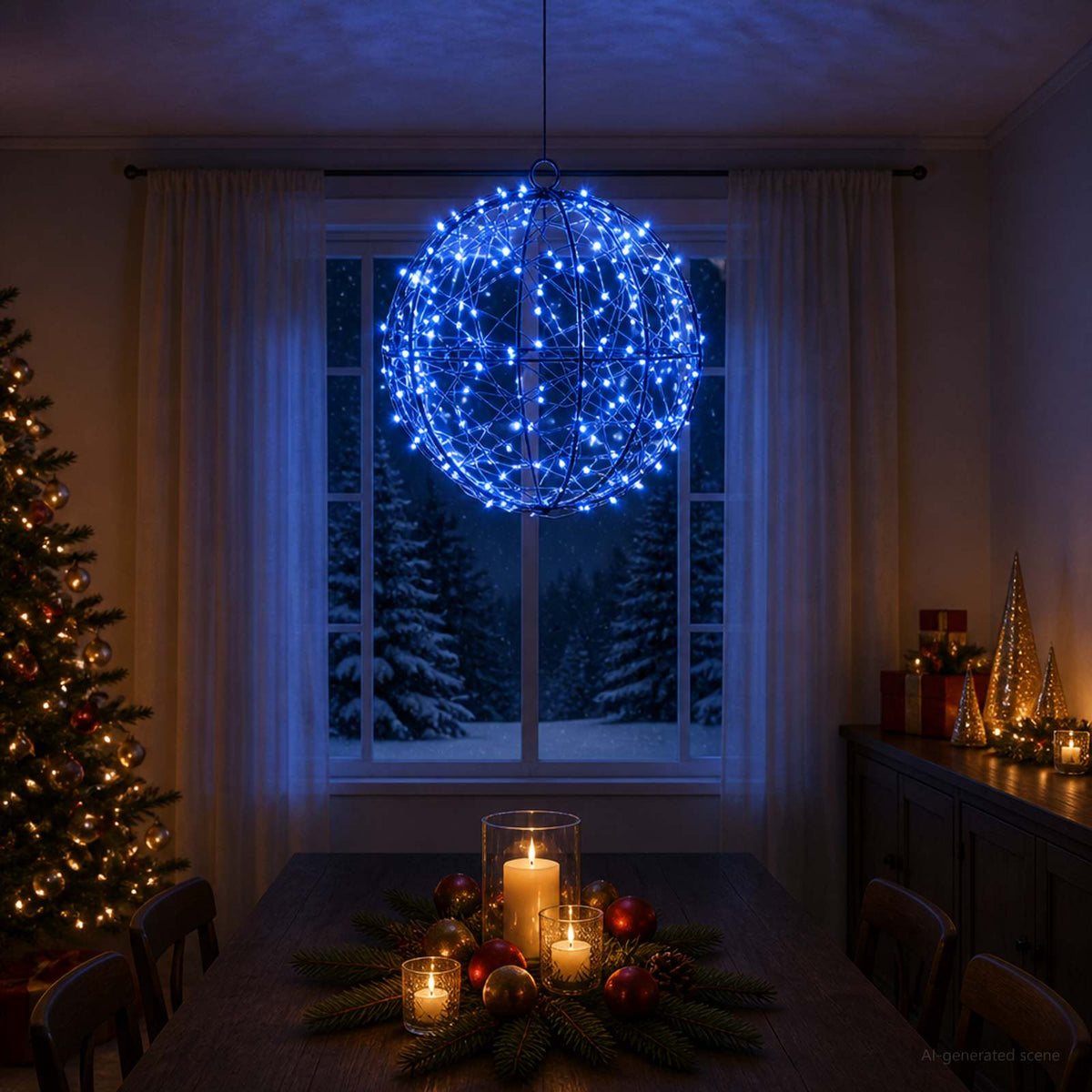 vidaXL Christmas Finial Light 200 LEDs Blue Diameter 20 x 22 cm