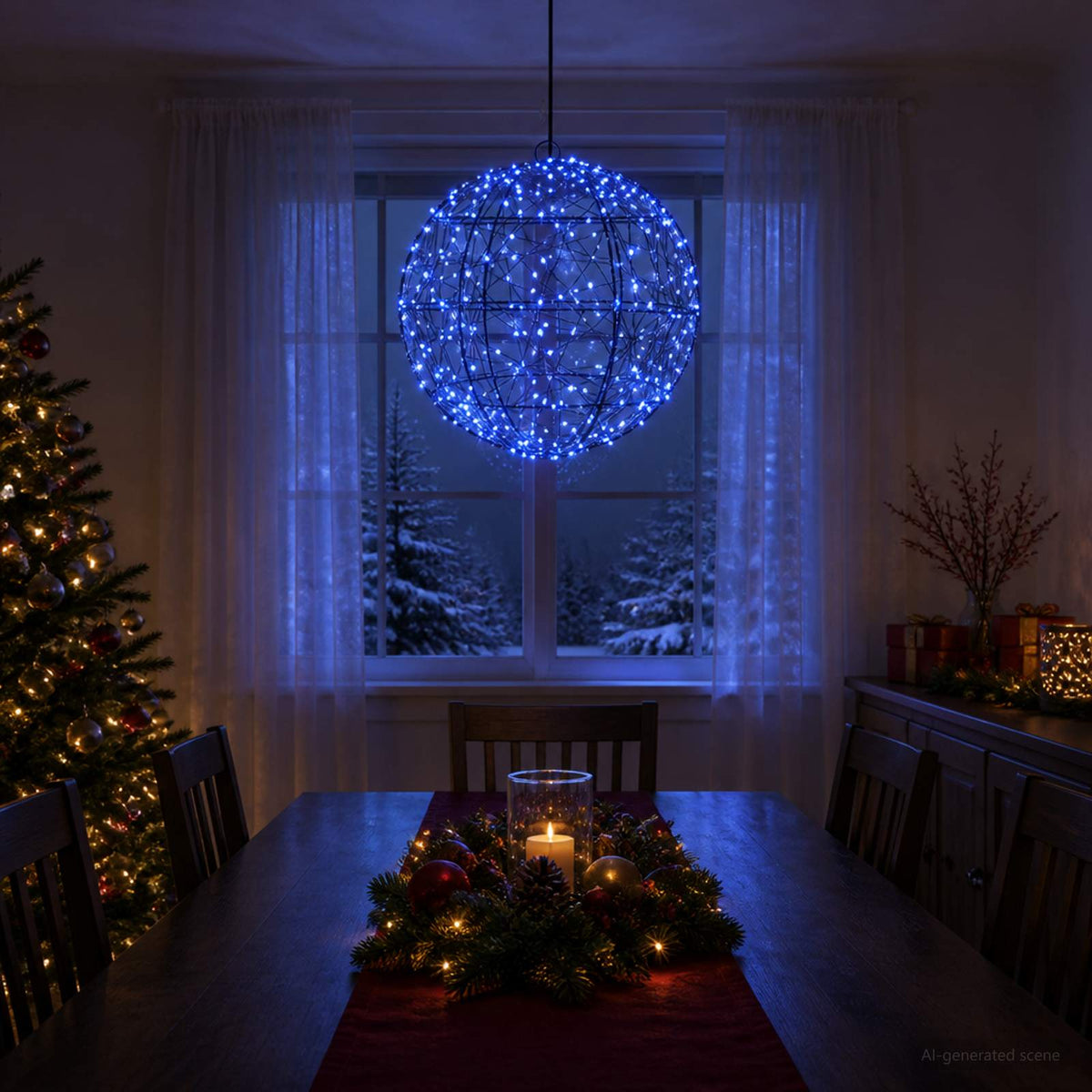 vidaXL Christmas Finial Light 300 LEDs Blue Diameter 30 x 32 cm