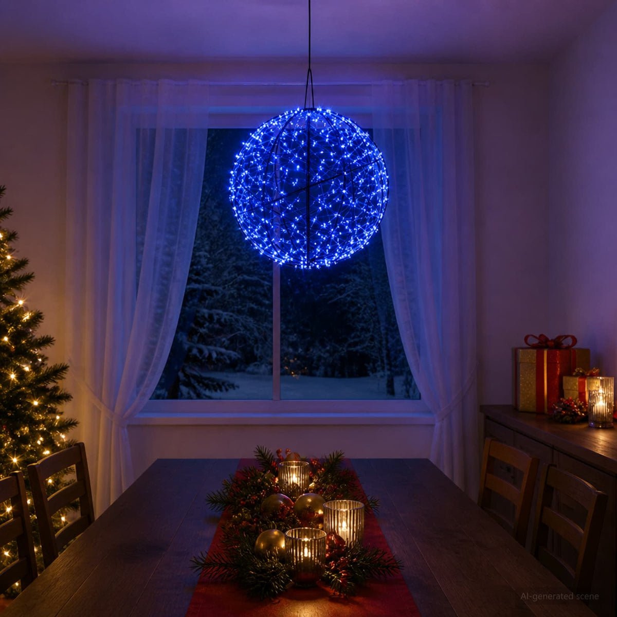 vidaXL Christmas Finial Light 750 LEDs Blue Diameter 50 x 52 cm