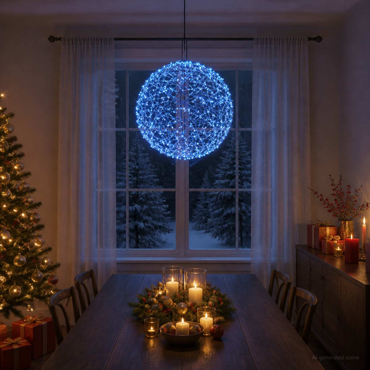 vidaXL Christmas Finial Light 950 LEDs Blue Diameter 60 x 63 cm