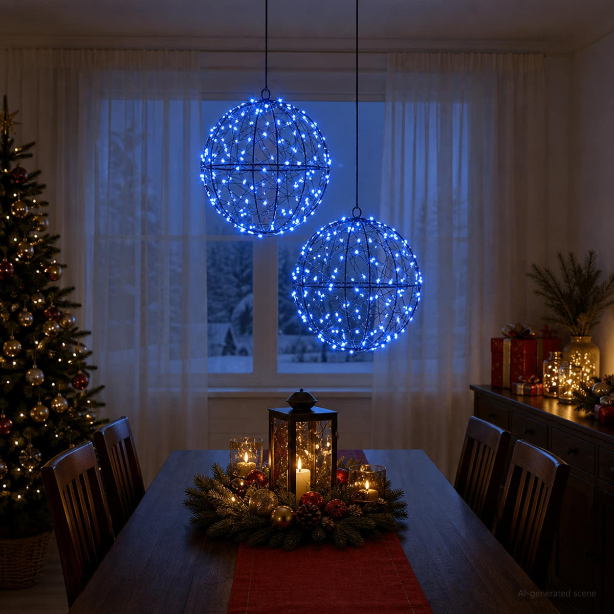 vidaXL Christmas Finial Light 2 pcs 400 LEDs Blue Diameter 20 x 22 cm