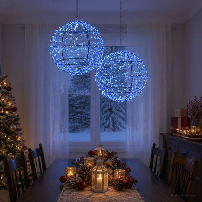 vidaXL Christmas Finial Light 2 pcs 600 LEDs Blue Diameter 30 x 32 cm