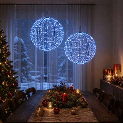 vidaXL Christmas Finial Light 2 pcs 1000 LEDs Blue Diameter 40 x 42 cm