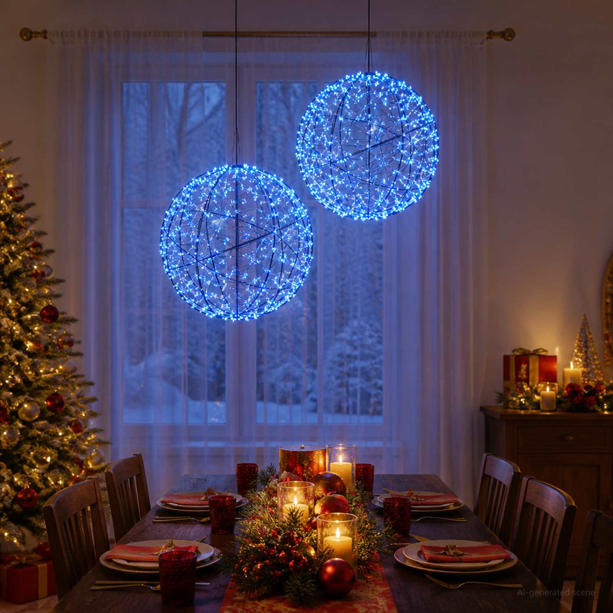 vidaXL Christmas Finial Light 2 pcs 1500 LEDs Blue Diameter 50 x 52 cm