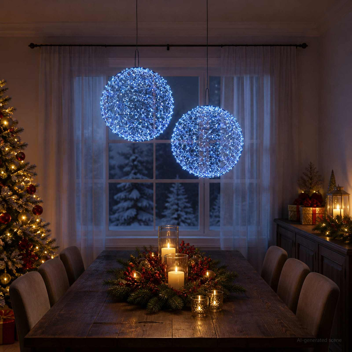 vidaXL Christmas Finial Light 2 pcs 1900 LEDs Blue Ø 60 x 63 cm