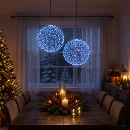 vidaXL Christmas Finial Light 2 pcs 1900 LEDs Blue Ø 60 x 63 cm