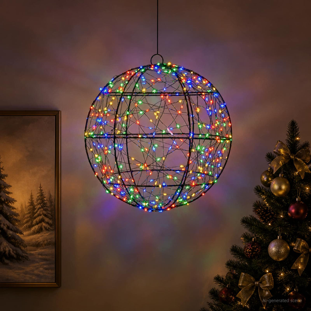 vidaXL Christmas Finial Light 300 LEDs Multicolour Diameter 30 x 32 cm