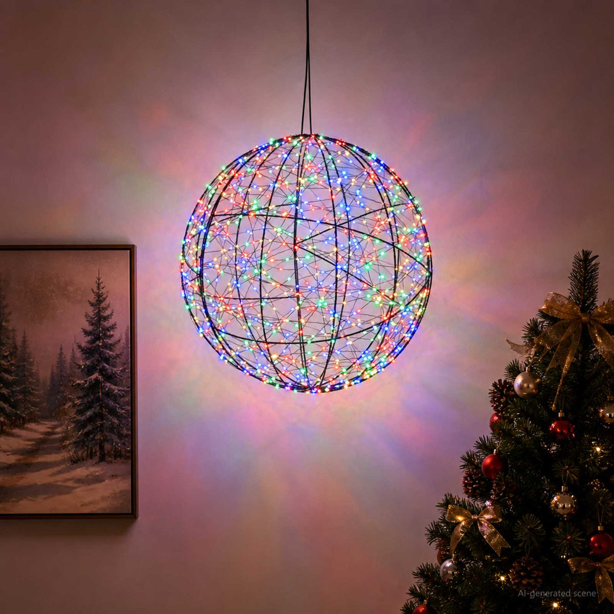 vidaXL Christmas Finial Light 950 LEDs Multicolour Diameter 60 x 63 cm