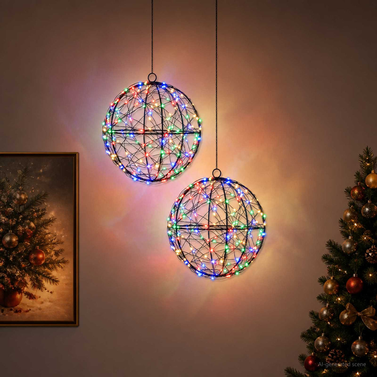 vidaXL Christmas Finial Light 2 pcs 400 LEDs Multicolour