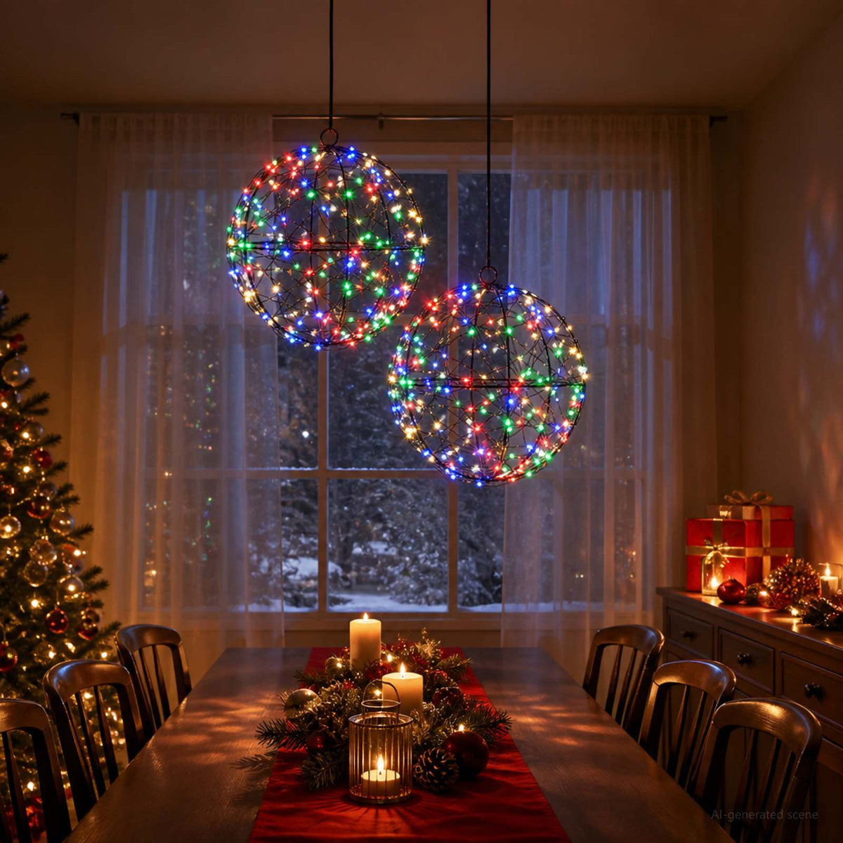 vidaXL Christmas Finial Light 2 pcs 400 LEDs Multicolour